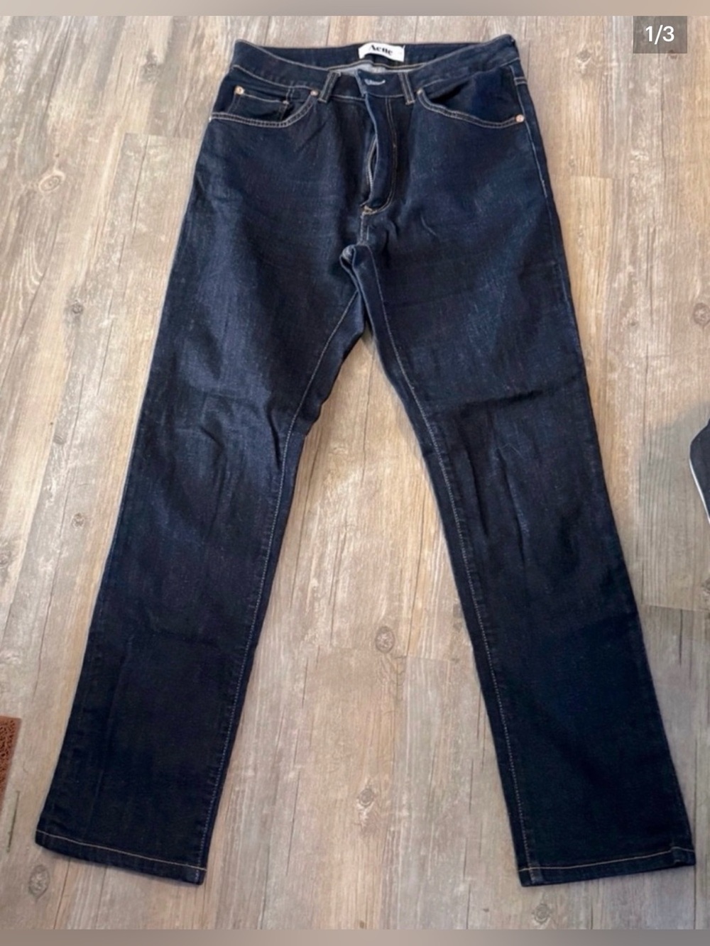 Acne Studios Needle Soft Raw Dark Wash Skinny Leg High Rise Jeans Size 31